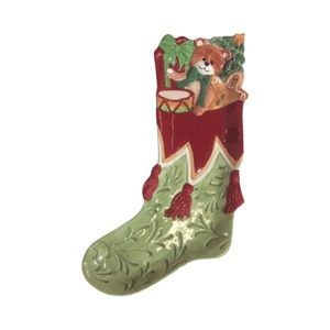 Fitz and Floyd Snack Therapy Christmas Stocking Tray 2008